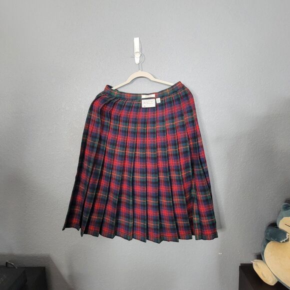 Pendleton Pleated Wool Size Current M/14P Vintage Authentic MacLennan Tartan Red - Picture 15 of 17
